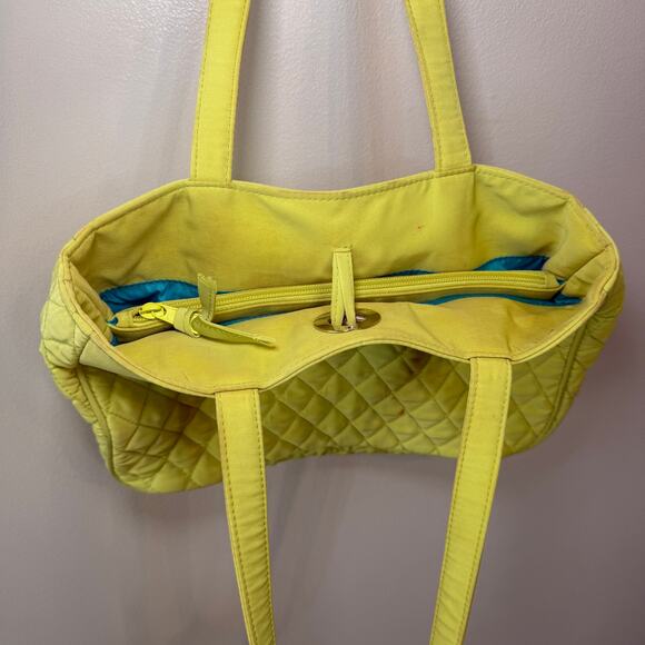 Vera Bradley Lime Green Quilted Microfiber Shoulder Bag Purse with Toggle - Picture 7 of 13